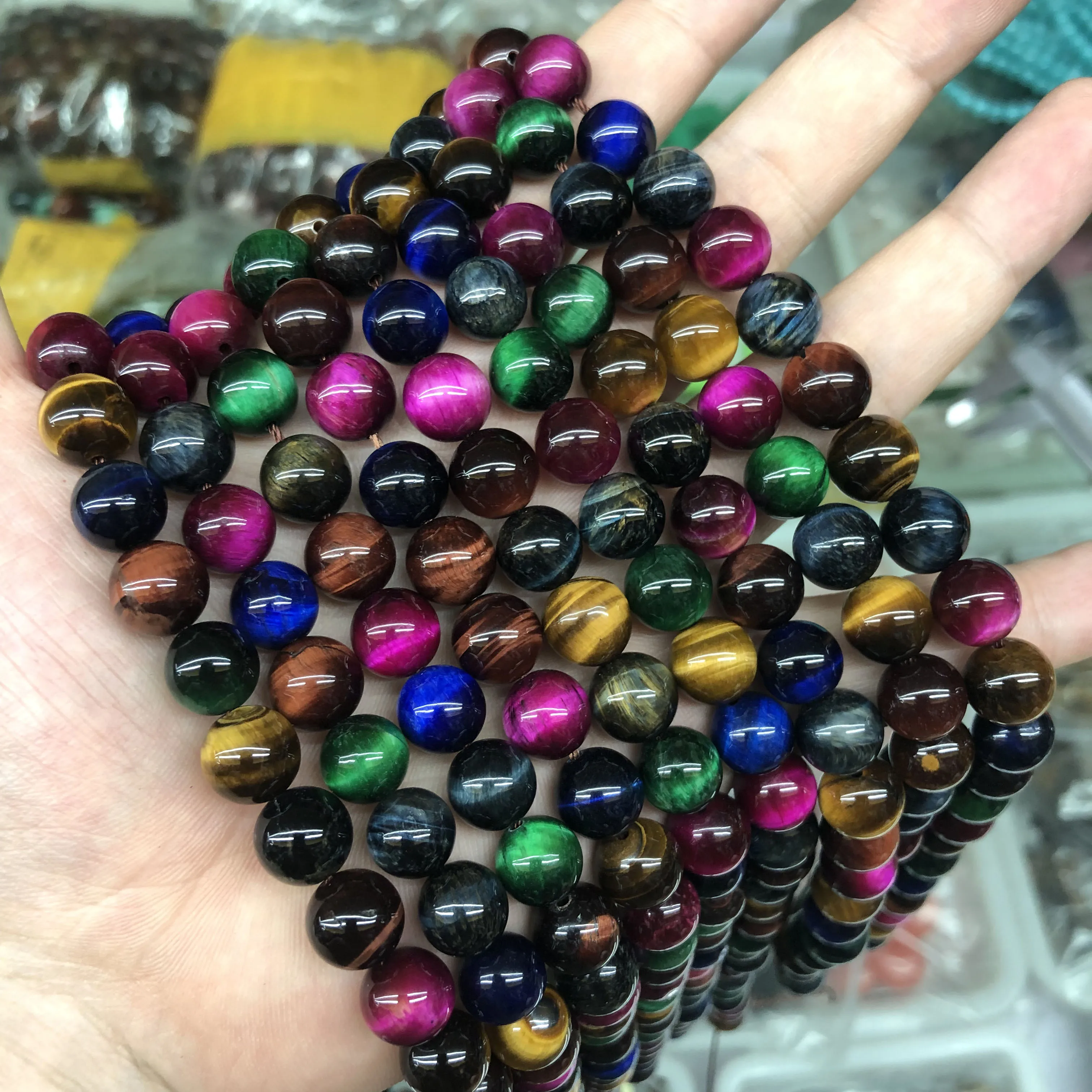 Natural Stone Red Green Yellow Blue Tiger Eye Agates Beads Round Loose Bead 15&quot 4 6 8 10 12 14MM For Jewelry Making DIY Bracelet |