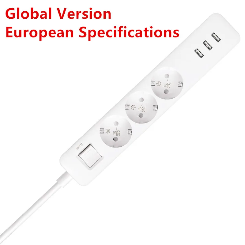 ЕС Версия Xiaomi Mi Power Strip 3 USB 5V/3.1A типа D стандартные розетки Быстрая зарядка 1 4 m CE