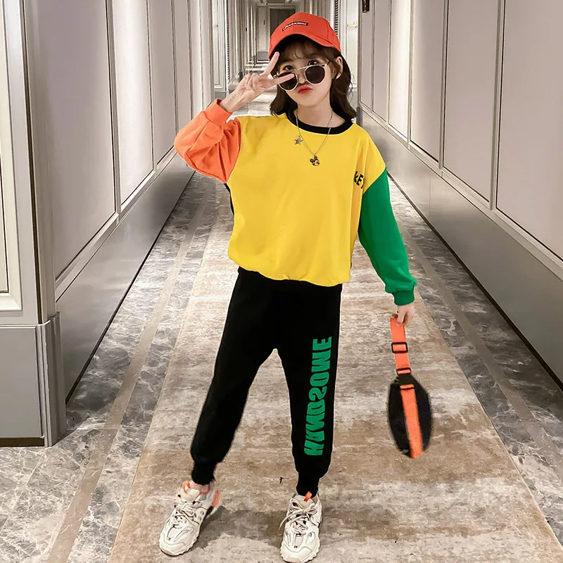 

Fashion Kids Clothes Set Fashion Teen Girls Tracksuits Autumn Spring 2pcs Children Sport Suits 2-12 year Girls Clothes