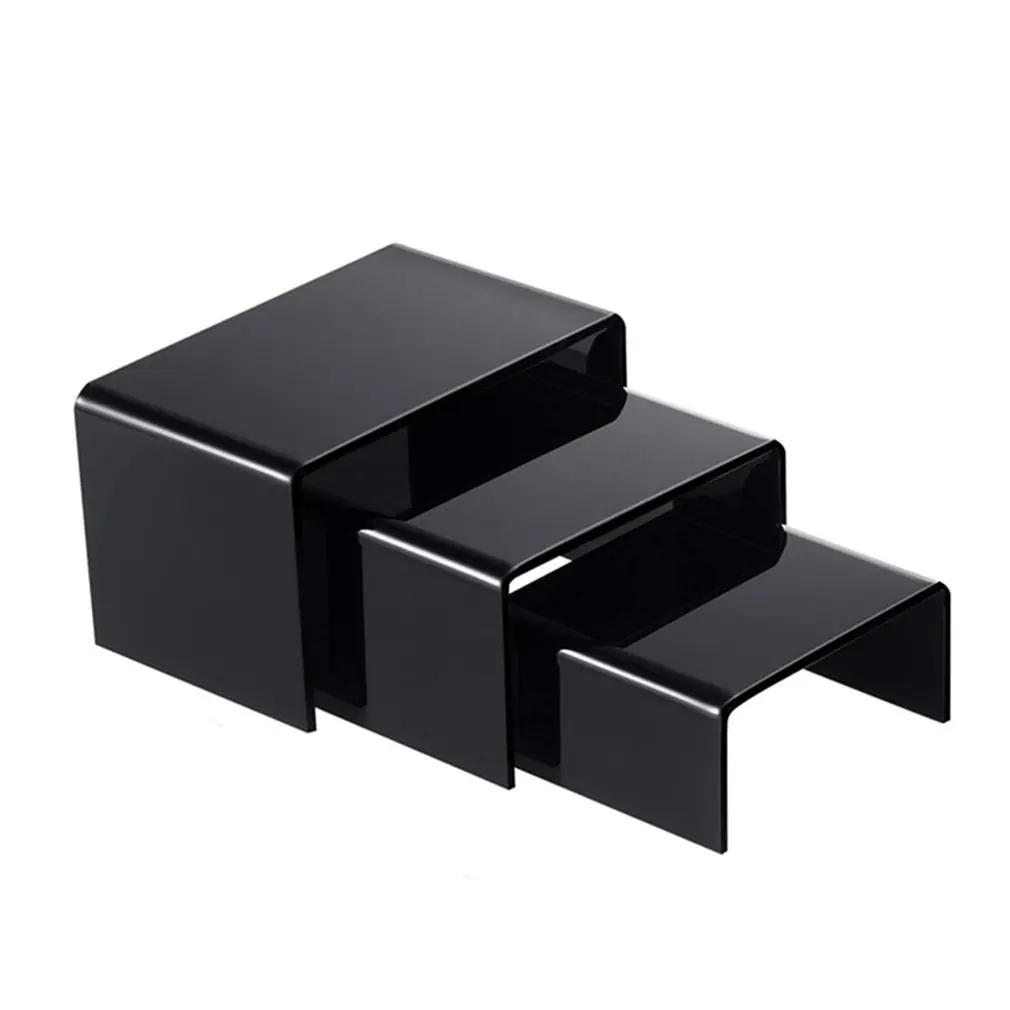 3 PCS Acrylic Display Riser Transparent Jewelry Risers Showcase Set Square Stand Storage Shelf | Дом и сад