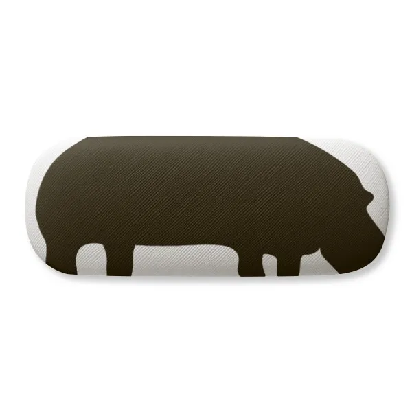 

Black Hippopotamus Animal Portrayal Glasses Case Eyeglasses Clam Shell Holder Storage Box