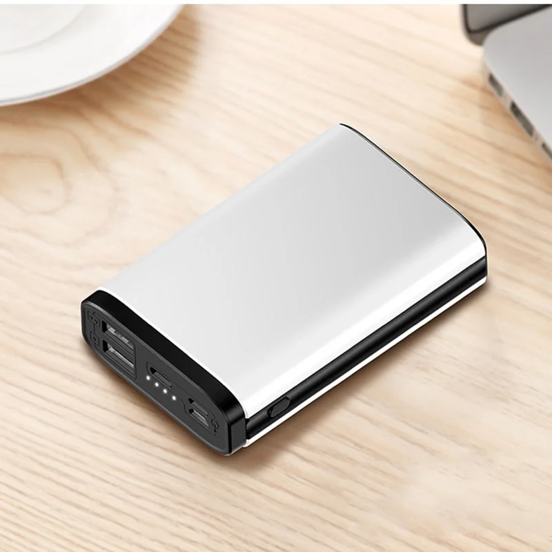 Белый Внешний аккумулятор 10000 мАч, два USB внешних аккумулятора, двусторонняя быстрая зарядка, внешний аккумулятор, мобильное зарядное устройство, маленькая и изысканная батарея - Цвет: Белый