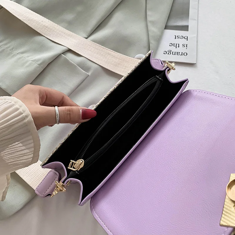 

DikizFly Sac Woven Bags Luxury PU Leather With Straw Handbag Women Crossbody Bags Ladies Shoulder Bags Purse Summer Bag Travel