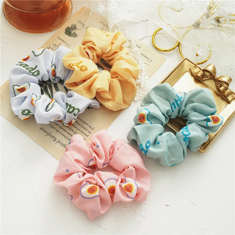 Женские шифоновые резинки для волос с фруктовым принтом эластичные мягкие