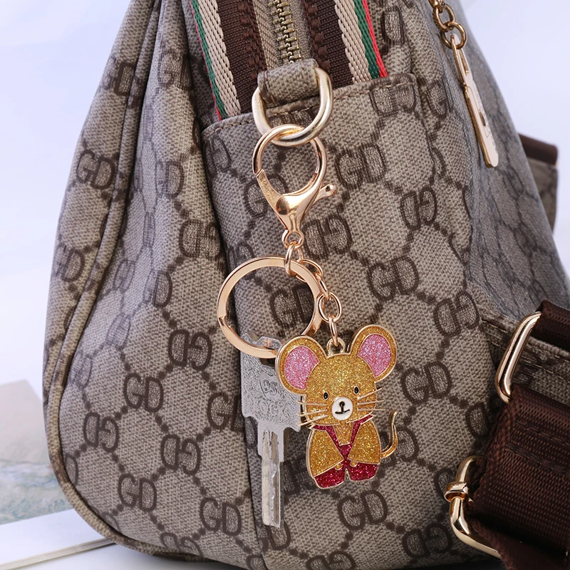 Модный милый металлический брелок-мышь на удачу подвеска в виде сумки животное