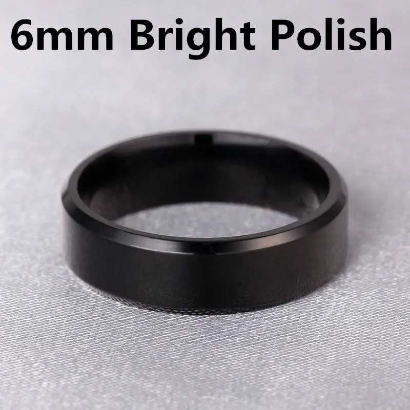 6mm Bright Black 6 мм тускло Полированное серебряное титановое кольцо для мужчин и женщин - Цвет основного камня: 6mm Bright Black