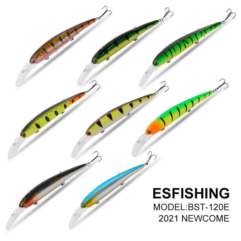ESFISHING Professional Quality Hard Lure Sparrow 12cm19g Bait Drive 0-3.5m Wobblers Minnow New arrive