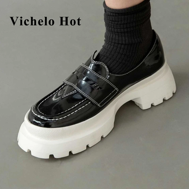 

Женские туфли-лодочки Vichelo, овечья кожа, круглый носок, высокий каблук, дышащие, без застежки, удобные, однотонные, L33