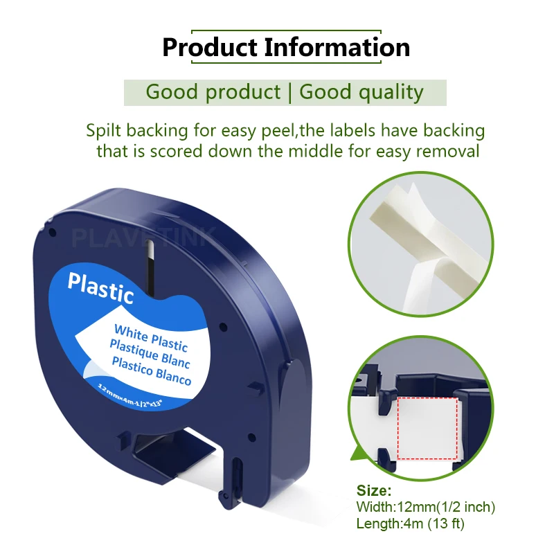 Plavetink 12мм 91201 Совместимые ленты для маркировки Dymo LetraTag 12267, 91200, 91202, 91203, 91204, 91205, 91331, 91221, 59422 для LT-100H on.