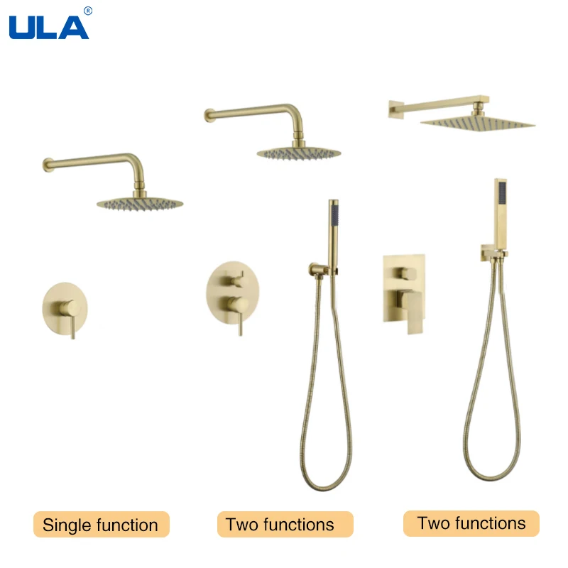 Матовый Золотой смеситель для душа ULA Душевая насадка Rianfall система настенный