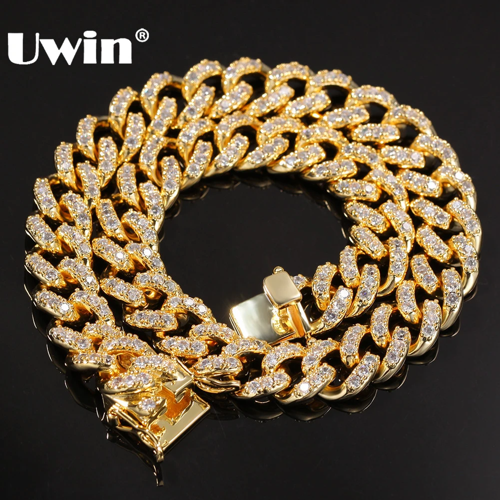 UWIN микро паве белый кубический цирконий Чокер ожерелья 12 мм Мода хип-хоп