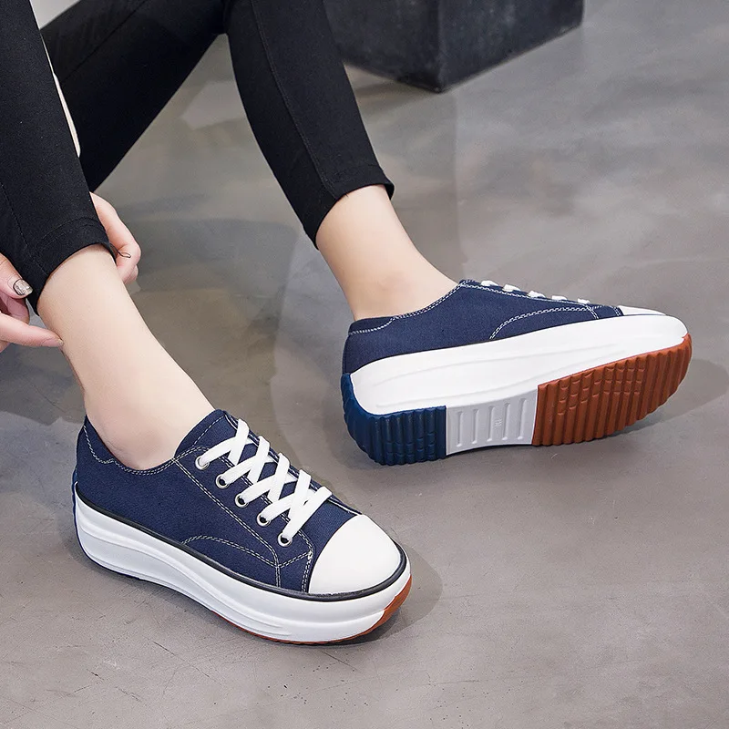 

Кеды женские с высоким верхом, однотонные холщовые кроссовки, на шнуровке, Вулканизированная подошва, Повседневная дизайнерская обувь, лет...