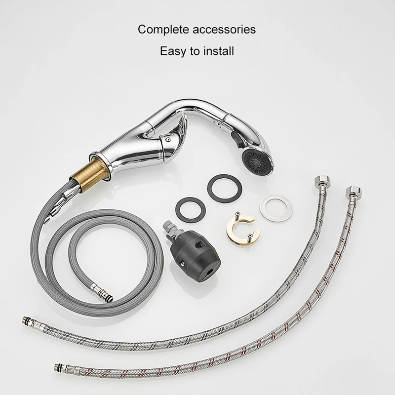 

Black Pull Out Bathroom Sink Faucet Water Mixer Crane Hot Cold Basin Sink Tap Kitchen Faucets