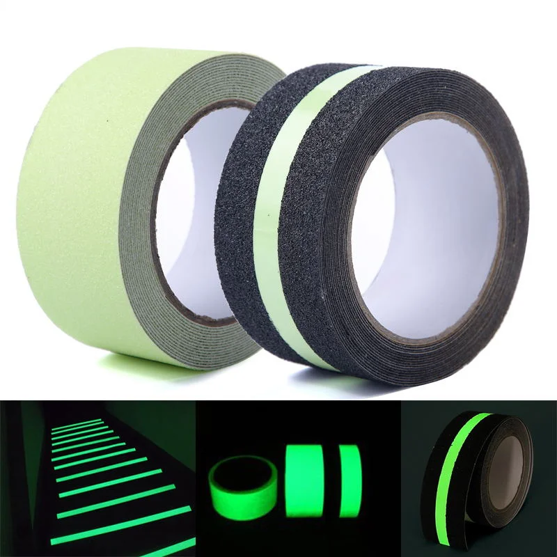 Ночная светящаяся Нескользящая лента из ПВХ 5 м х 2 см матовая безопасная