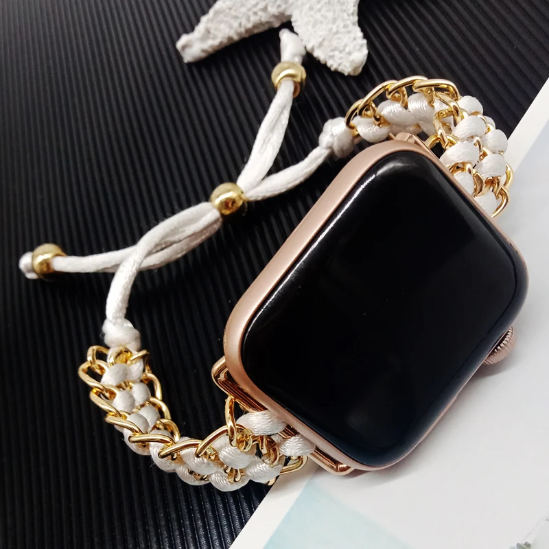 Ремешок звеньевой для apple watch band 40 мм 38 регулируемый нейлоновый браслет iwatch series