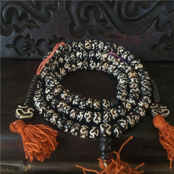 8 мм Тибетский буддизм 108 кость мантра Ом Мани Падме ГУМ молитва шарик Мала