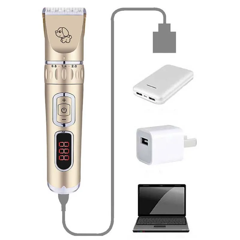 

LCD Pet Electric Scissor Dog Shaver Cat Teddy Dog Professional Electric Scissor Low Noise Into Pet Design Ceramic Knife Head Set