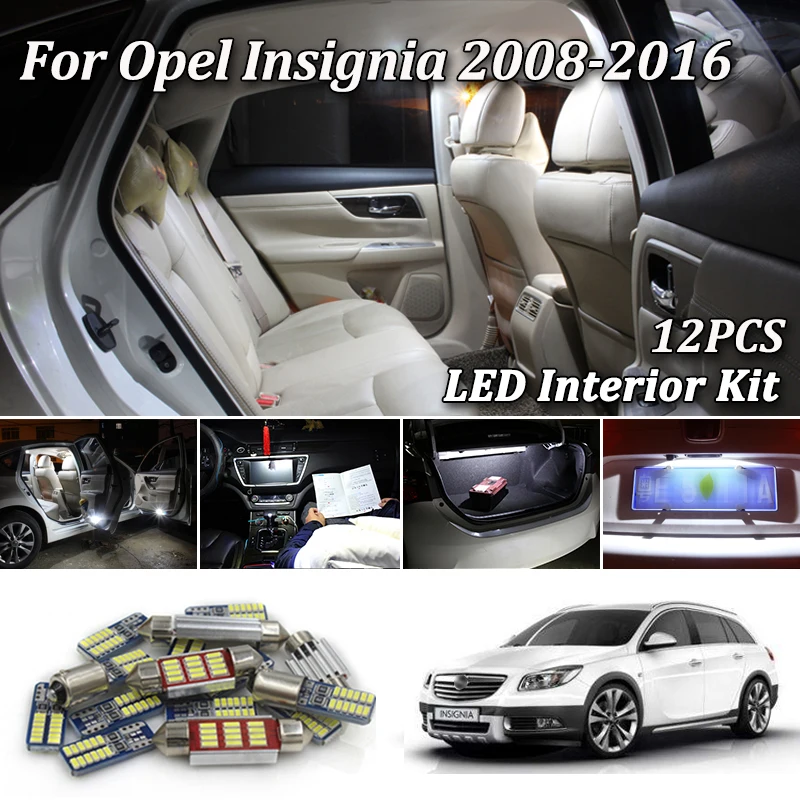 12 шт. Ошибка бесплатно для Vauxhall, Opel Insignia A Sedan универсал хэтчбек Sports G09 светодиодный светильник для интерьера комплект 2008