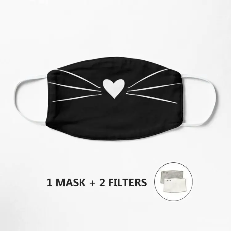 

Маска унисекс для носа и шепота, многоразовая моющаяся маска для взрослых и детей, с изображением белого кота, сердца