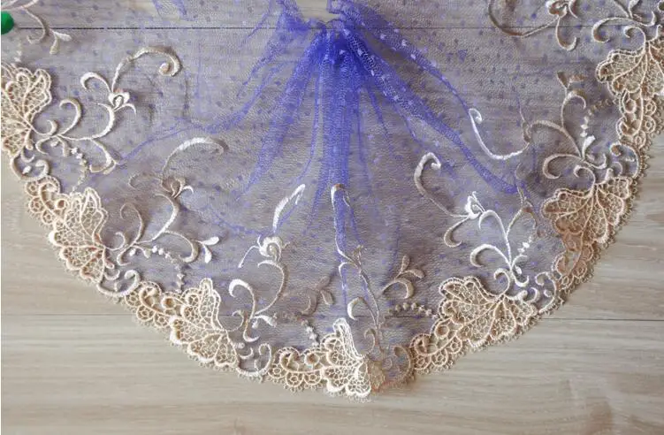 1 метр вышитая Лавандовая фиолетовая Кружевная аппликация тюль Цветочная