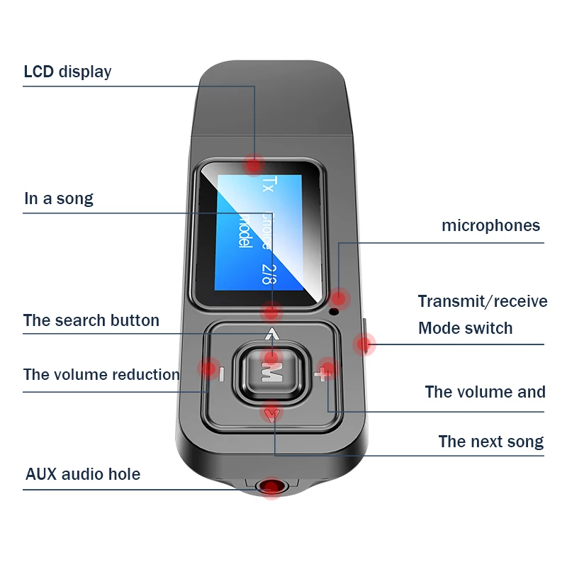 USB Bluetooth 5 0 приемник ПЕРЕДАТЧИК в 1 адаптер с ЖК дисплеем ключ 3 AUX для ТВ ПК