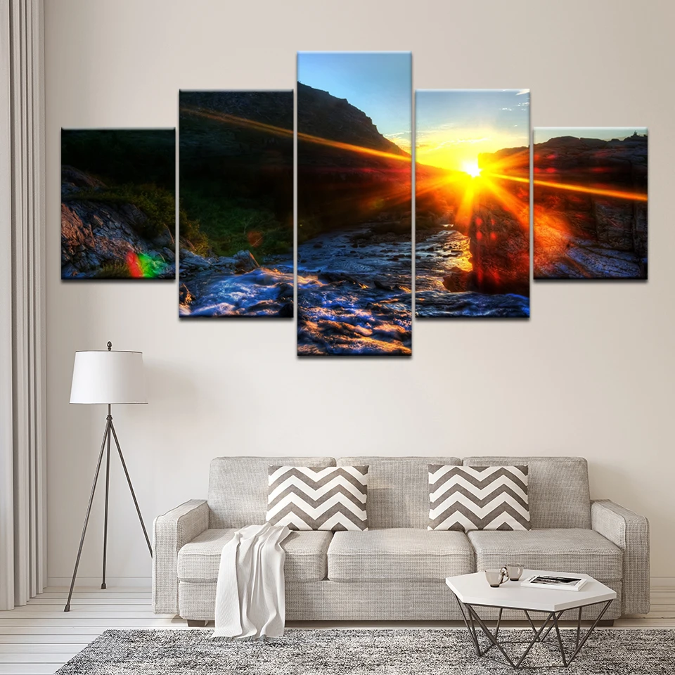 Картины на холсте фотографии 5 шт. закат домашний декор Гостиная HD принты с