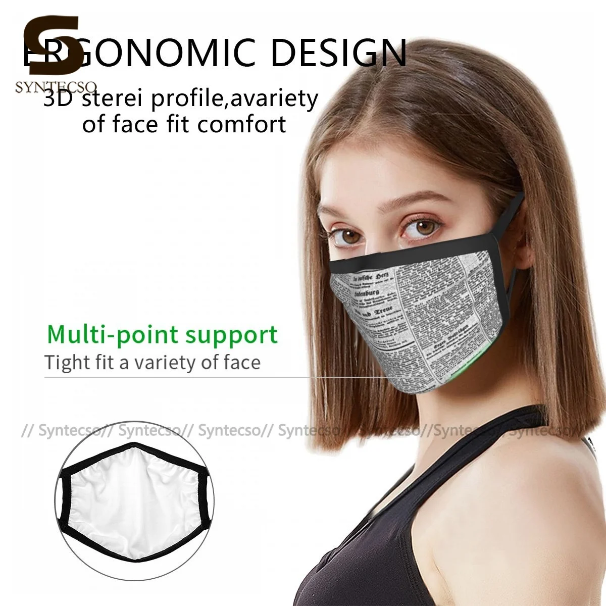 

Newspaper Mouth Face Mask Cloth Funny Reusable Cheap Adults Facial Mask
