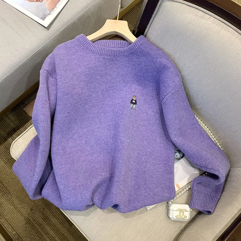 

Elegant Autumn and Winter Purple Sweater Women Fashion New Autumn and Winter Women's Knitted Bottoming Pullover Women Clothing
