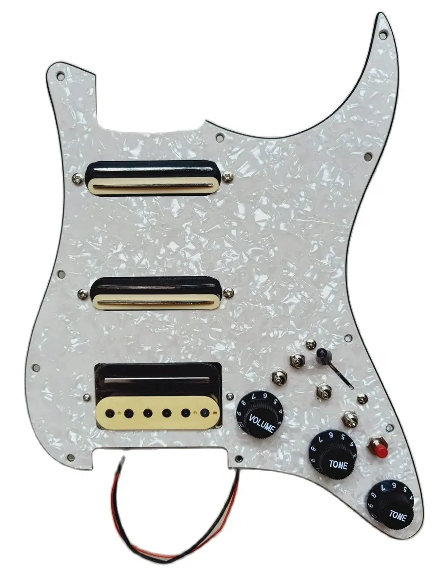 

Prewired SSH Zebra Humbucker Alnico Pickup ST Pickguard 4 Single Cut 7 Way Switch Multifunction Wireing Harness