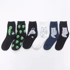 Модные уличные носки с забавными инопланетянами, необычный креативный Забавный мультяшный Кот, дышащие мужские носки, длинные носки унисекс