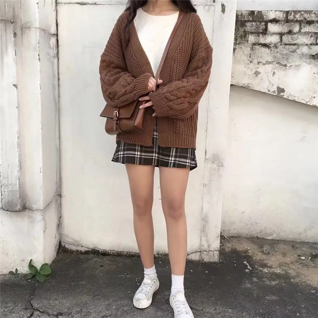 Женский свитер 2019 кардиган женский корейский стиль однотонный пуловер с длинным