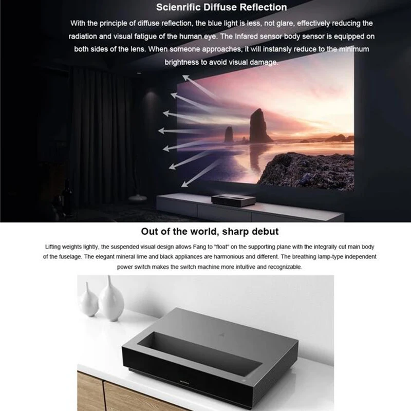 Лазерный проектор Fengmi 4K глобальная версия дюйма для кинотеатра Android TV 2100ANSI Google