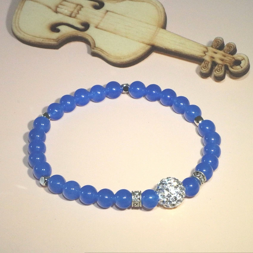 Модный браслет из натурального камня 6 мм с круглыми бусинами Jaspers Blue Sun Morganite Sapphires