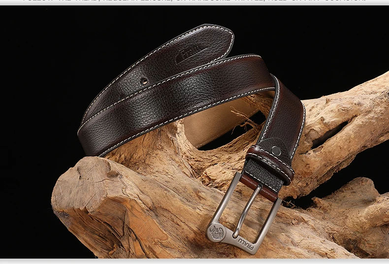 FRALU Men belt High Quality cow genuine leather luxury strap male belts for men new fashion classice vintage pin buckle