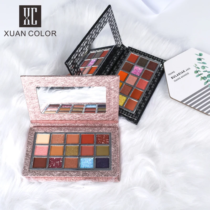 Красота глазурованные 15 цветов Блеск Тени для век Bling картонные палитры