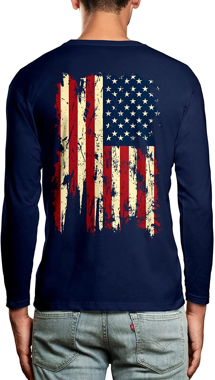 

Distressed USA Flag Men's Long Sleeve Shirt