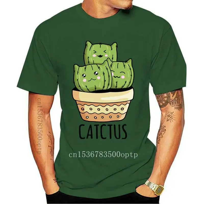 JCGO Summer Cotton Women T Shirt S-5XL Plus Size Cute Cactus Print Short Sleeve Women Tees Tops Casual O-Neck Female tShirts