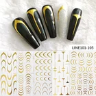 Наклейка для дизайна ногтей, лазерная Золотая металлическая полоса, волнистая линия, лента, самоклеящаяся переводная фольга, 3D наклейка сделай сам, декоративные накладки для маникюра
