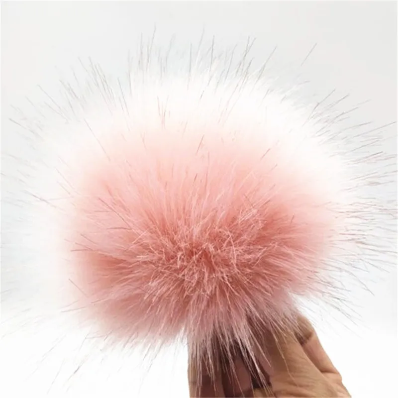 12cm colorful pompoms with snaps New winter artificial fur poms for knitted beanies cap hats shoes men's skullies & beanies