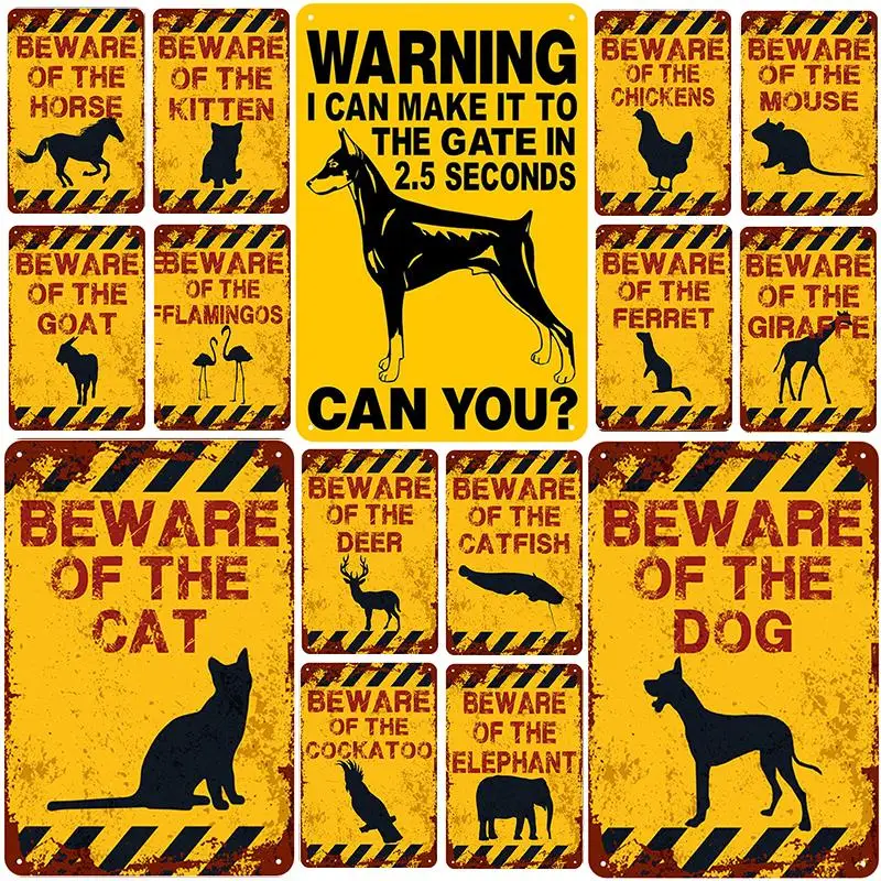 Остерегайтесь металлического винтажного оловянного знака булавка потертый