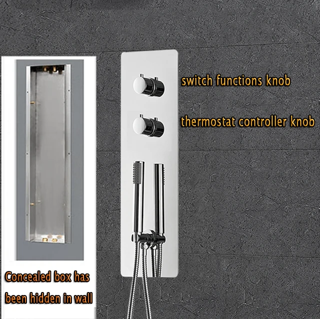 Crystal quartz LED Ceiling Rain Shower Head Concealed Thermostatic