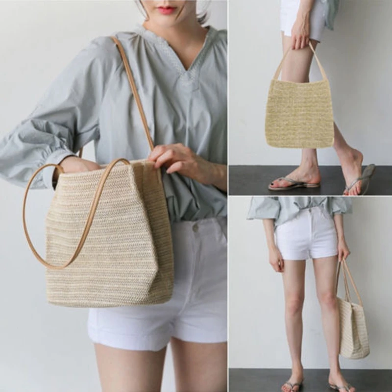 Fashion Women Straw Large Tote Beach Bag Shoulder Handbag Retro Rattan Woven Vintage Knitted Messenger Purse | Багаж и сумки
