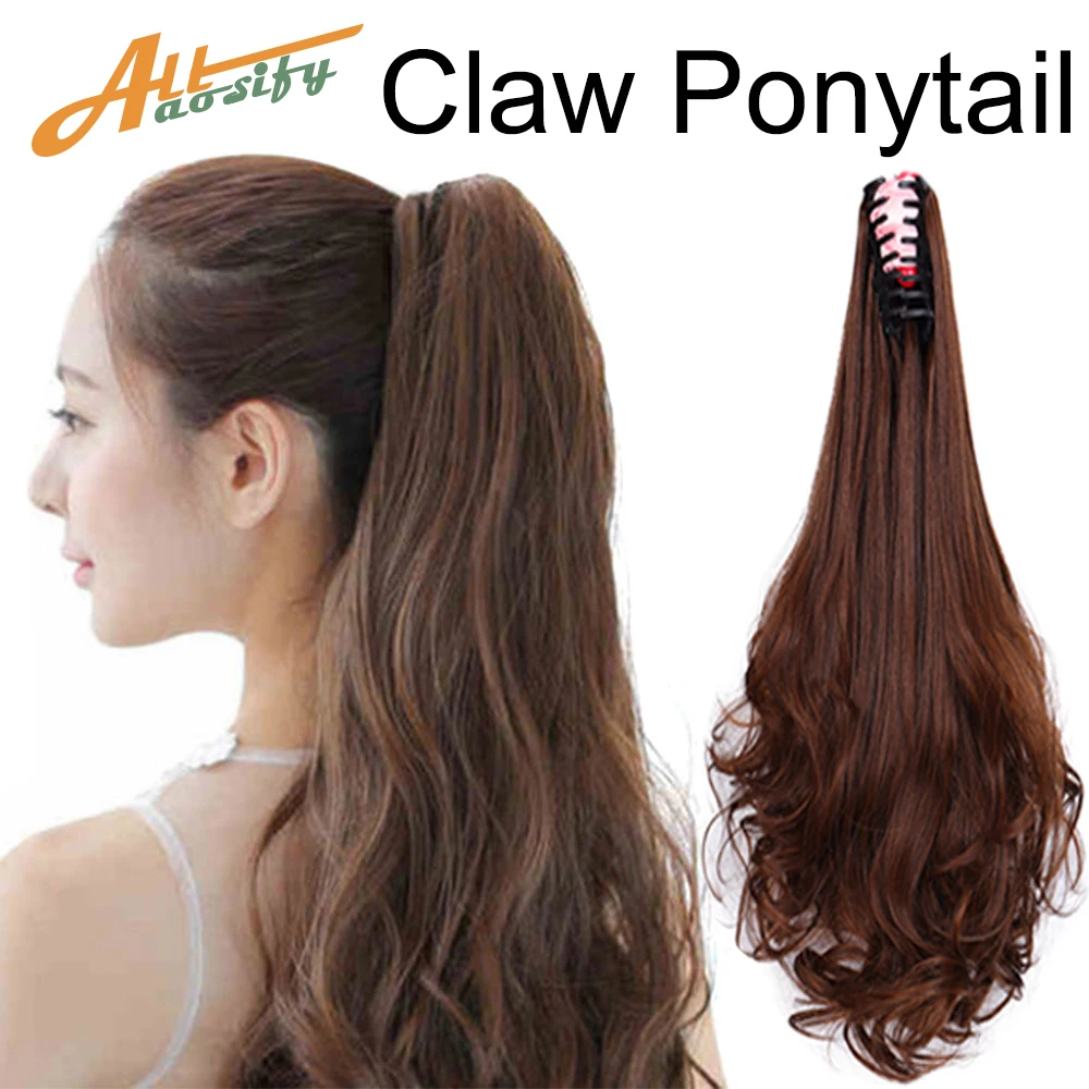 

Парик для конского хвоста Allaosify с кудрявыми завитками и когтями, парик для конского хвоста с длинными волосами, термостойкие синтетические ...