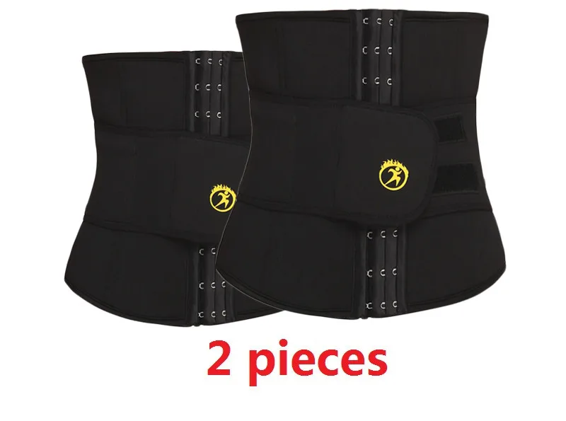 black 2 pieces NINGMI S-6XL Талии Тренажер женский тонкий пояс животик формирователь тела корсет для похудения нижнее белье Корректирующее белье из неопрена ремень плюс размер - Цвет: black 2 pieces