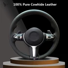 Черный чехол рулевого колеса автомобиля из натуральной кожи для BMW M3 M4 2014-2016 F33 428i 2015 F30 320d 328i 330i 2016