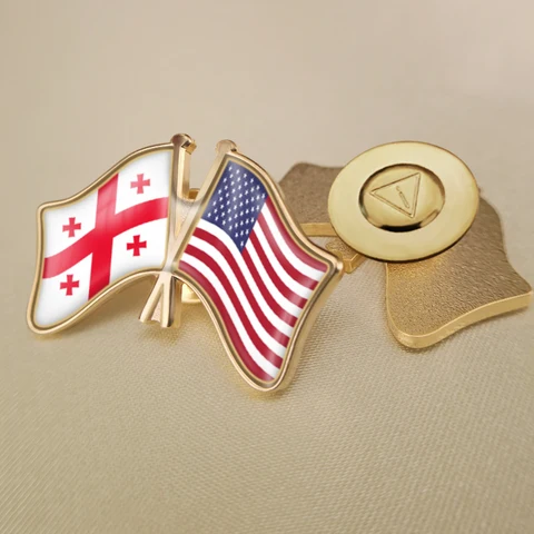 Георгия и Соединенные Штаты перекрестные двойной флаг дружбы значков на булавке брошь значки