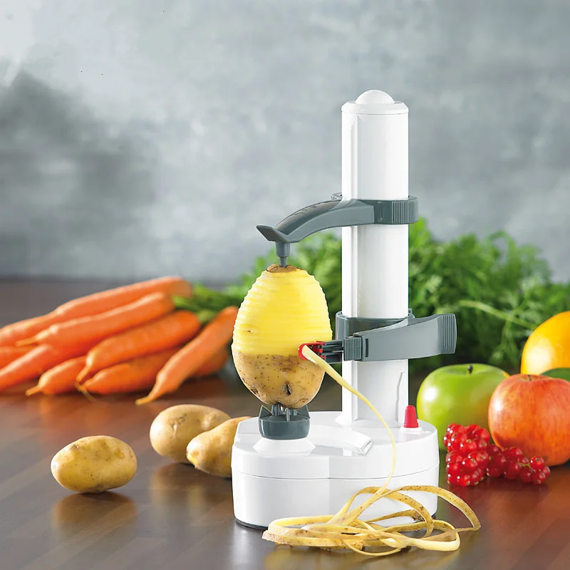 

1PC New Electric Spiral Apple Peeler Cutter Slicer Fruit Potato Peeling Automatic Battery Operated Machine with Charger Eu Plug