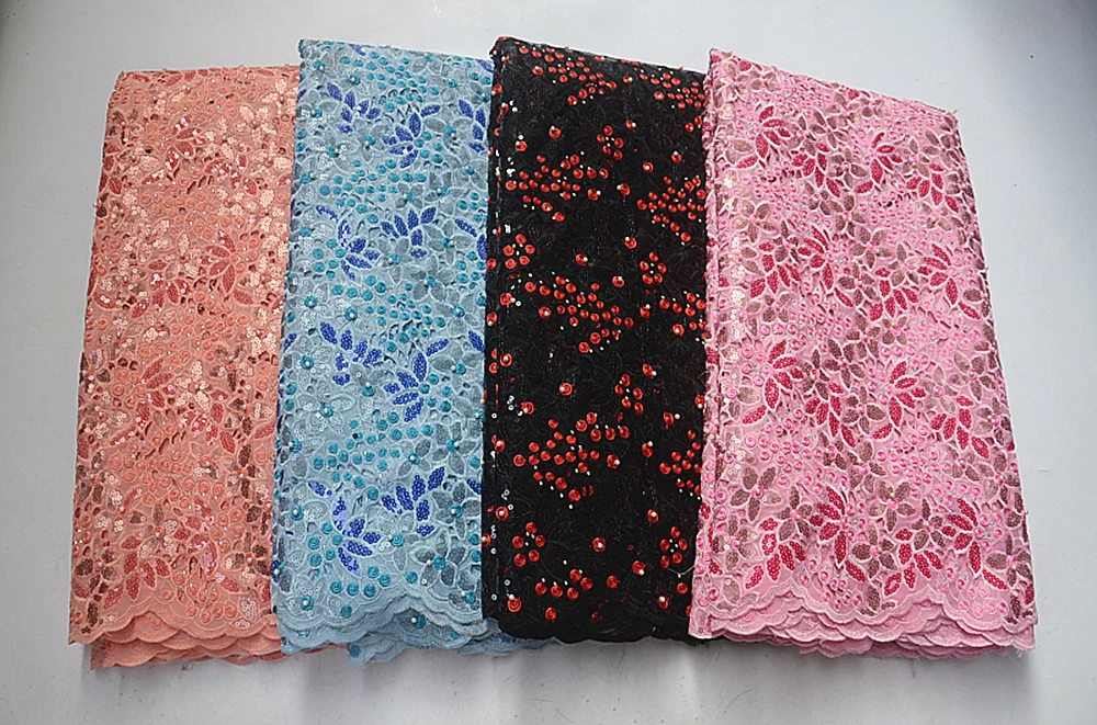 Женская кружевная ткань с блестками Anna 5 ярдов из органзы в африканском стиле