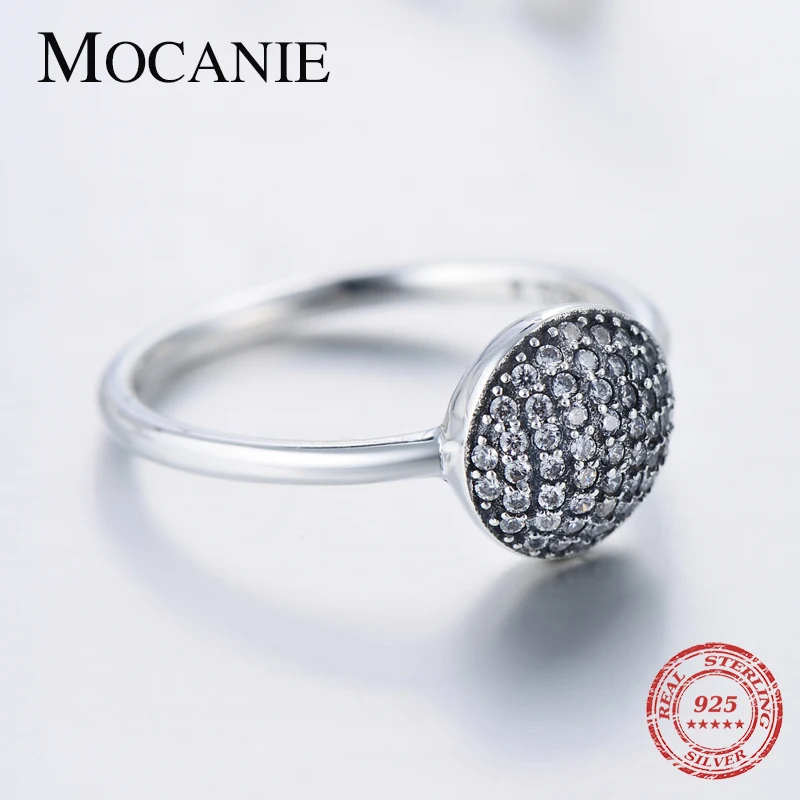 

Mocanie Classic 925 Sterling Silver Clear CZ Round Circle Ring for Women Korea Style Geometric Ring Wedding Engagement Jewelry