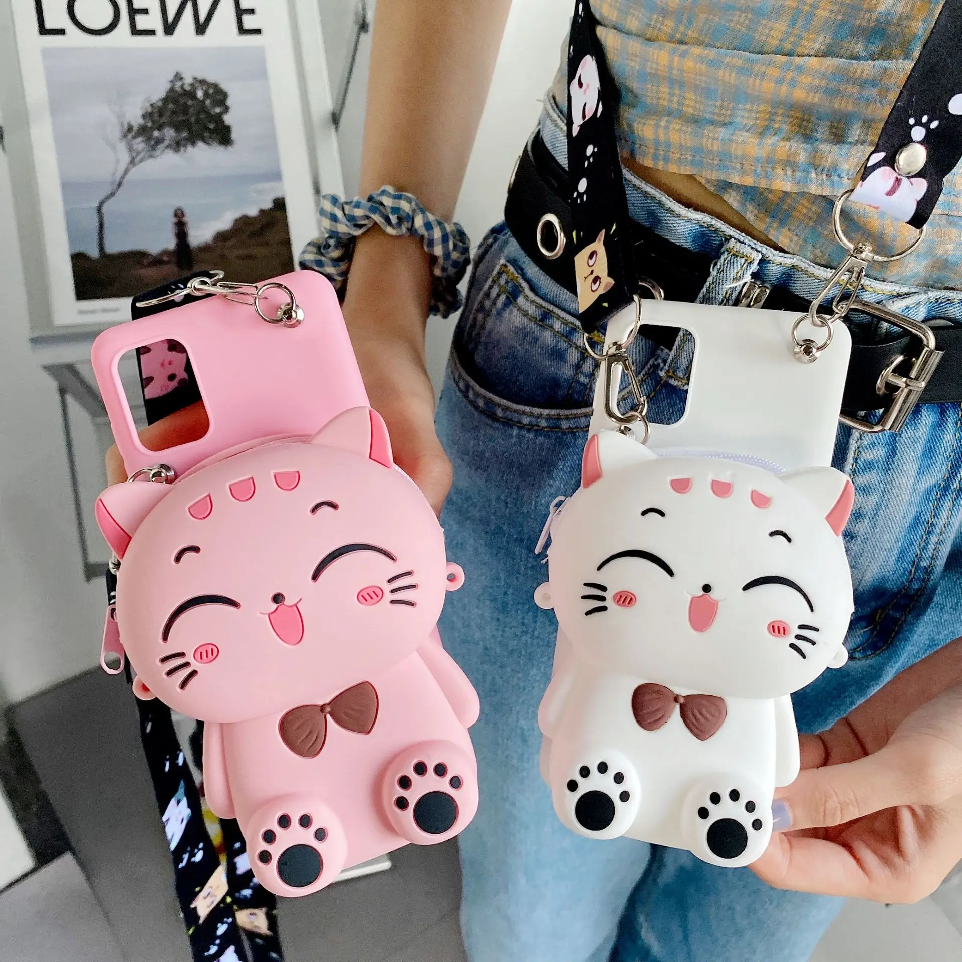 3d cartoon coin bags soft silicon phone case for xiaomi redmi note 10 pro 9 9a 9c 9t 8 8t 8a poco x3 nfc m3 cover with lanyard free global shipping